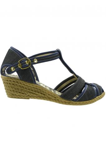 sandalia azul marinho anabela