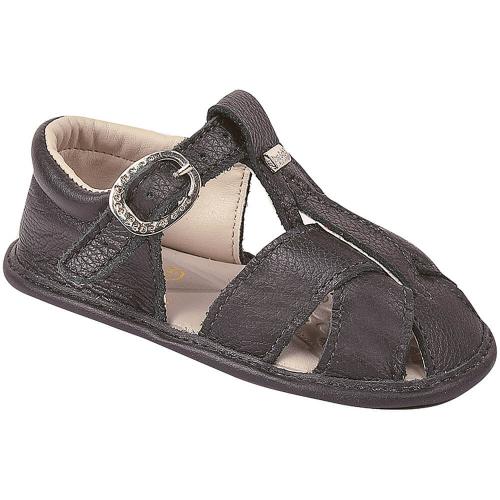 Sandália Menino Doce Bebê Em Couro Trançada Com Ponta De Fivela Preta